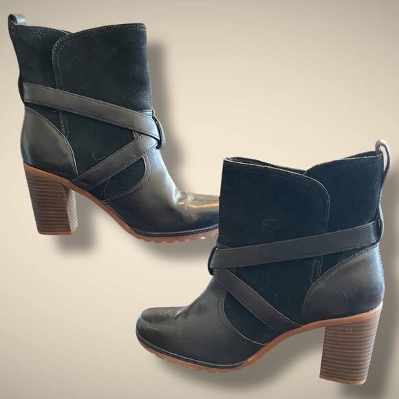 Women's 10 TIMBERLAND Dennett Ankle Boot in Black Leather and Nubuck Worn Once - Picture 6 of 13